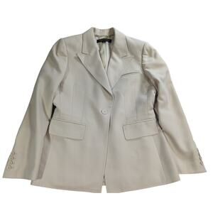 Y2K Anne Klein Blazer Womens 6P Cream One Button Suit Jacket Career Work